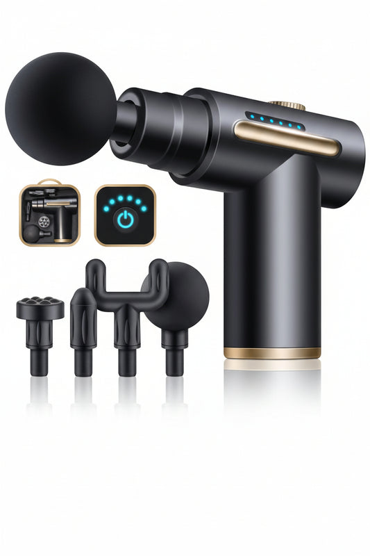 Pistola de Masaje Muscular Pro: Alivio Profundo en la Palma de tu Mano.